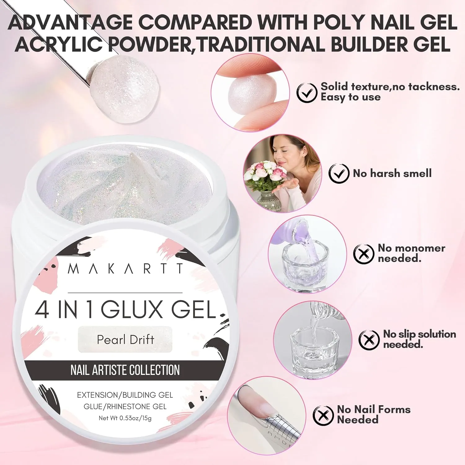 Makartt Solid Gel Builder for Nails Starter Kit: 3d Nail Gel Clear and Shimmers 4 Colors for Extension 3D Sculpting Carving DIY Manicure, Molding Hard Gels with Silicone Flower Molds Sculpture Brush