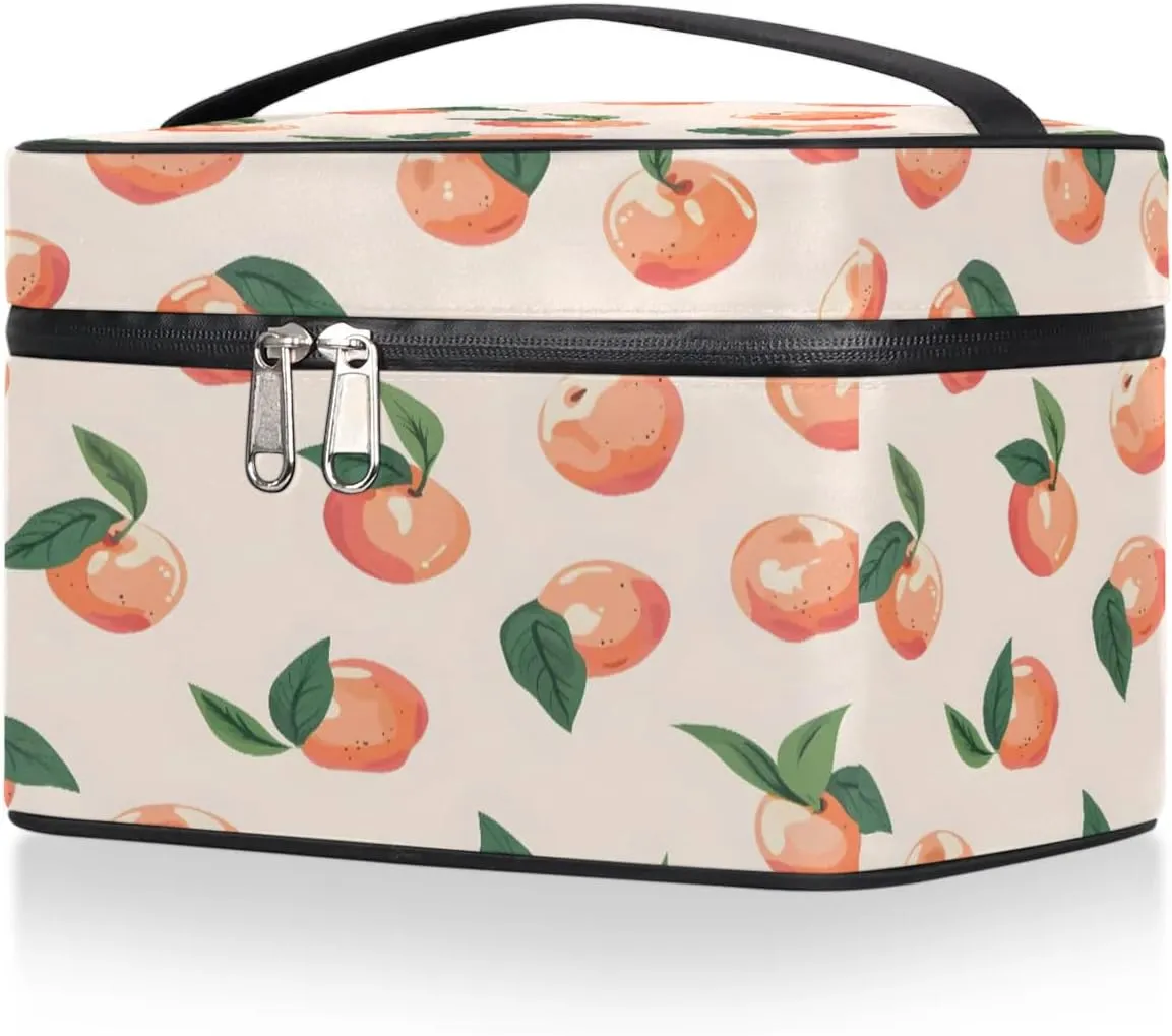 Makeup Bag Large Sweet Peach Toiletry Bag for Women Travel Cosmetic Bag Portable Makeup Bag for Bottles Brushes Lipstick Skin Care