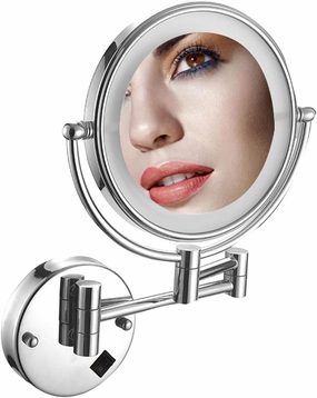 Makeup Mirror Wall Mounted, LED Lighted Cosmetic Mirror with Magnification, 360° Swivel Vanity Mirror, Double Sided Bathroom Mirror, for Make up, Shave Wait (Silver Concealed 10X)