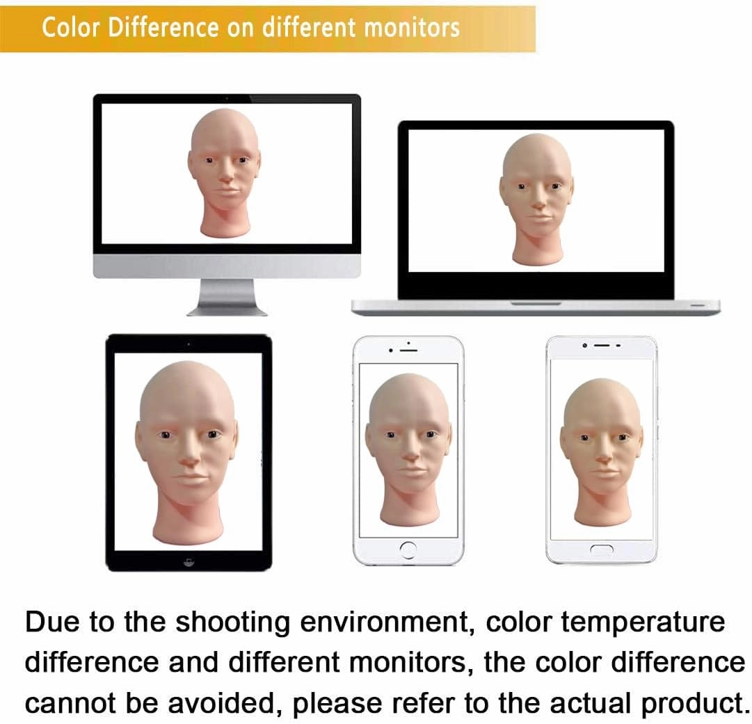 Male Bald Mannequin Head for Wig Making Hat and Glasses Display Model Head, Professional Cosmetology Head Beige Color No Make Up