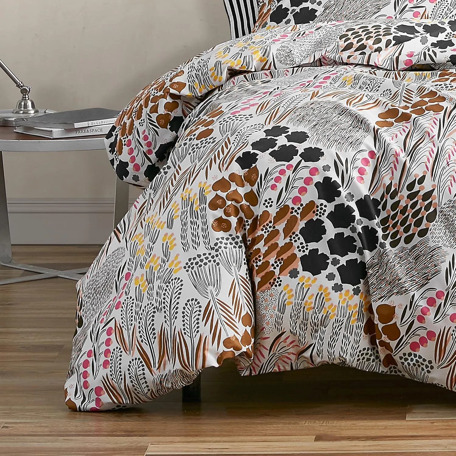 MARIMEKKO - King Duvet Cover Set, Cotton Percale Bedding with Matching Shams, All Season Home Decor (Pieni Letto Multicolor, King)