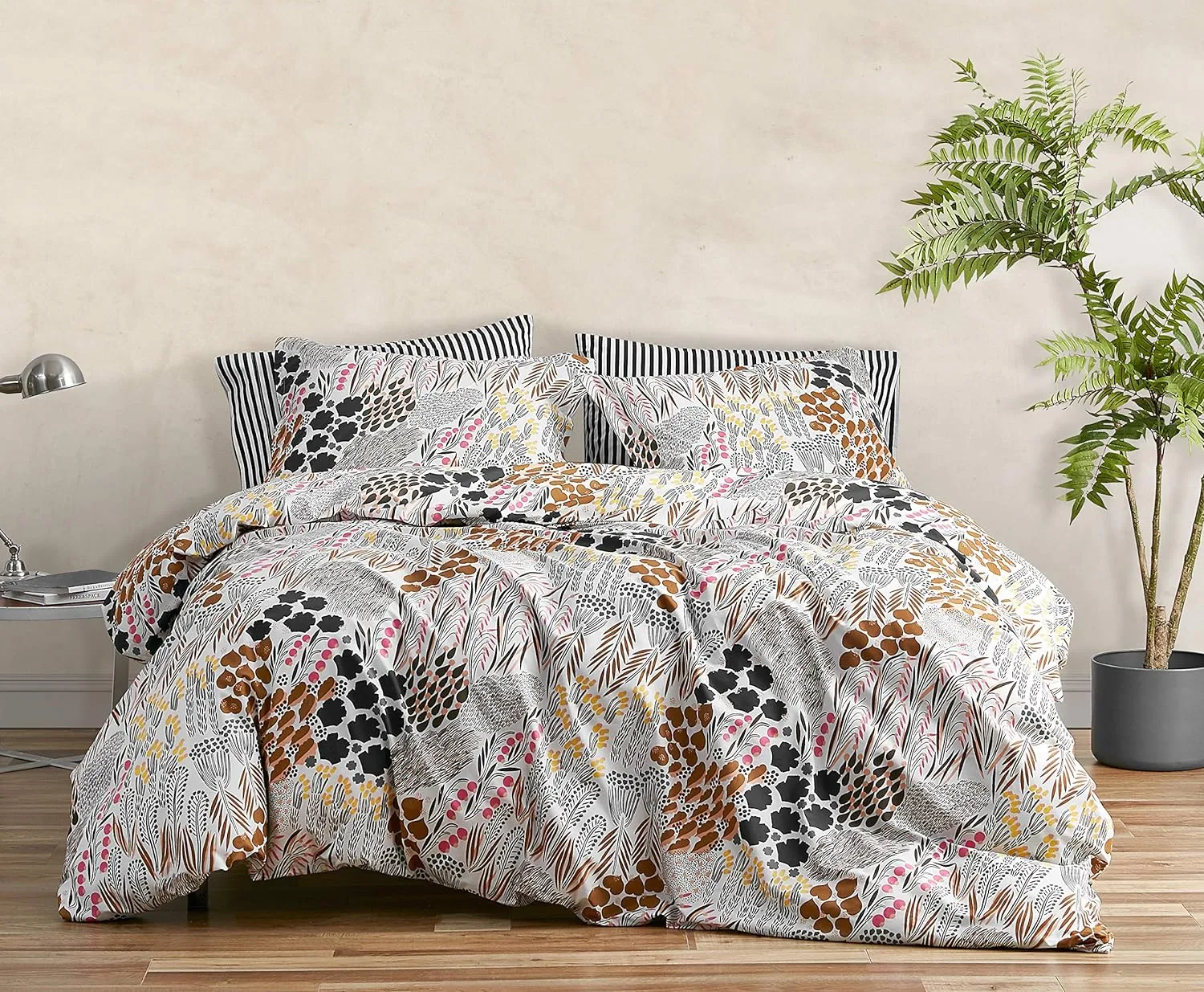MARIMEKKO - King Duvet Cover Set, Cotton Percale Bedding with Matching Shams, All Season Home Decor (Pieni Letto Multicolor, King)