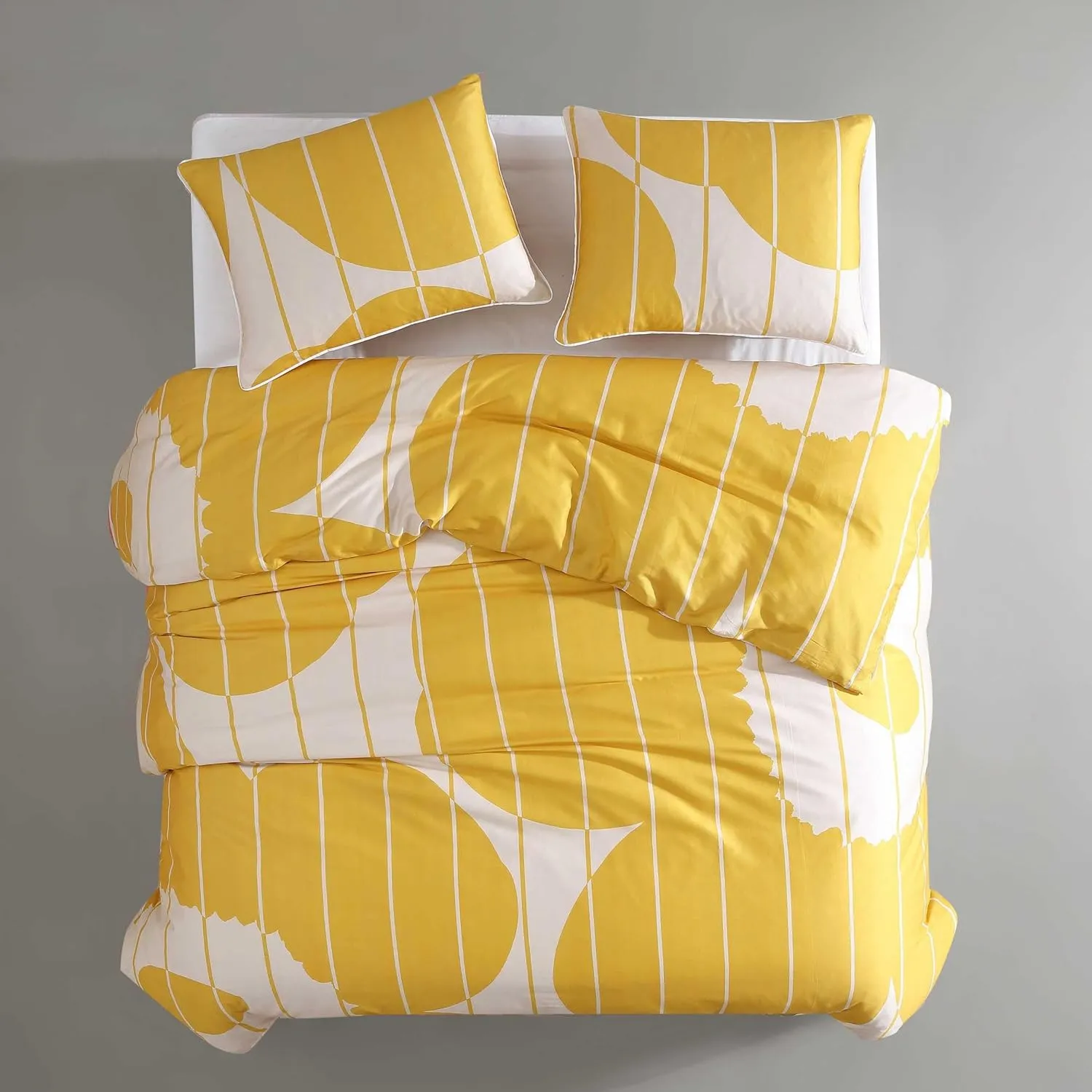 Marimekko - King Duvet Cover Set, Super Soft Organic Bedding, Casual Home Decor (Vesi Unikko Yellow, King)
