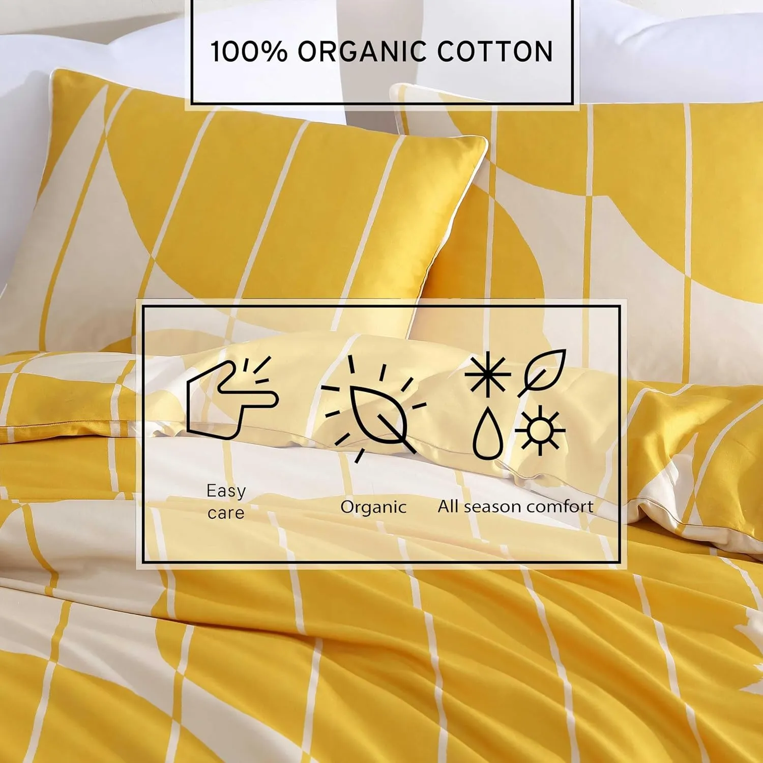 Marimekko - King Duvet Cover Set, Super Soft Organic Bedding, Casual Home Decor (Vesi Unikko Yellow, King)