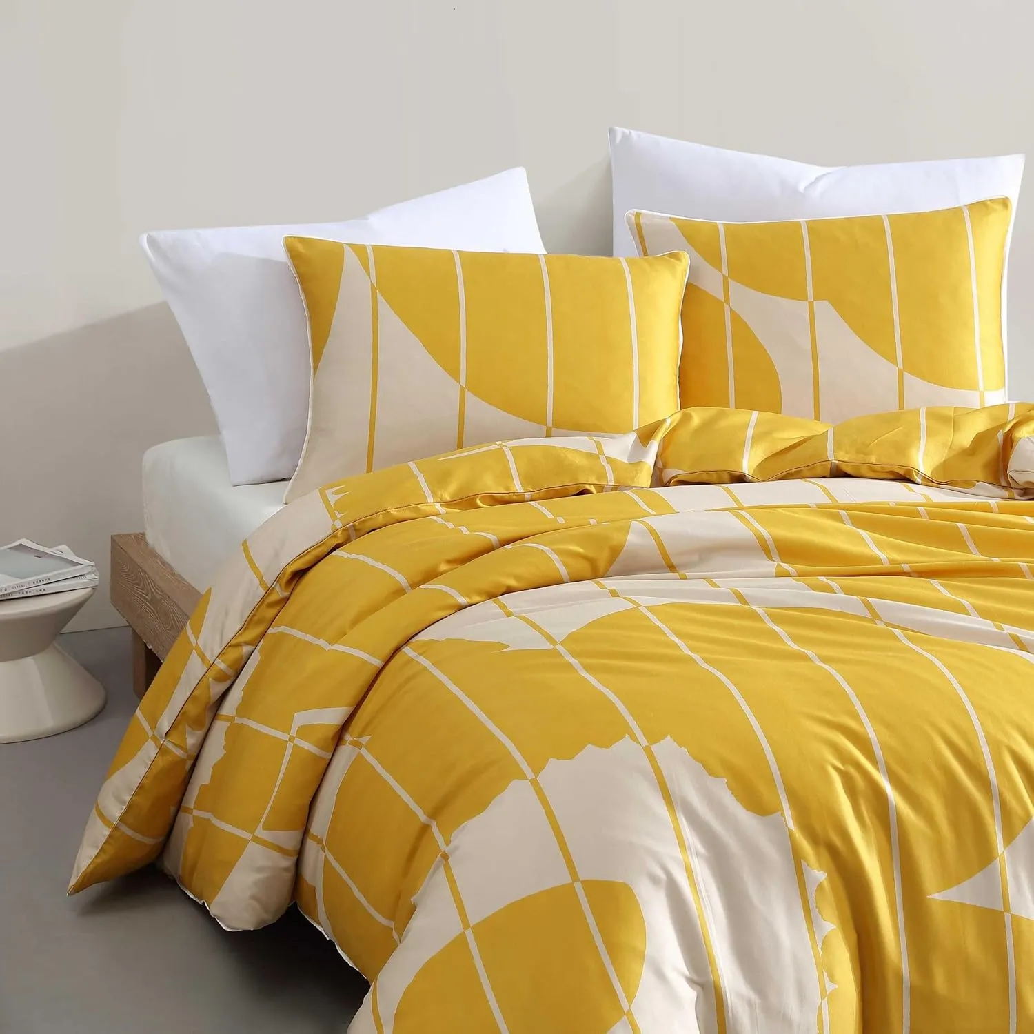 Marimekko - King Duvet Cover Set, Super Soft Organic Bedding, Casual Home Decor (Vesi Unikko Yellow, King)