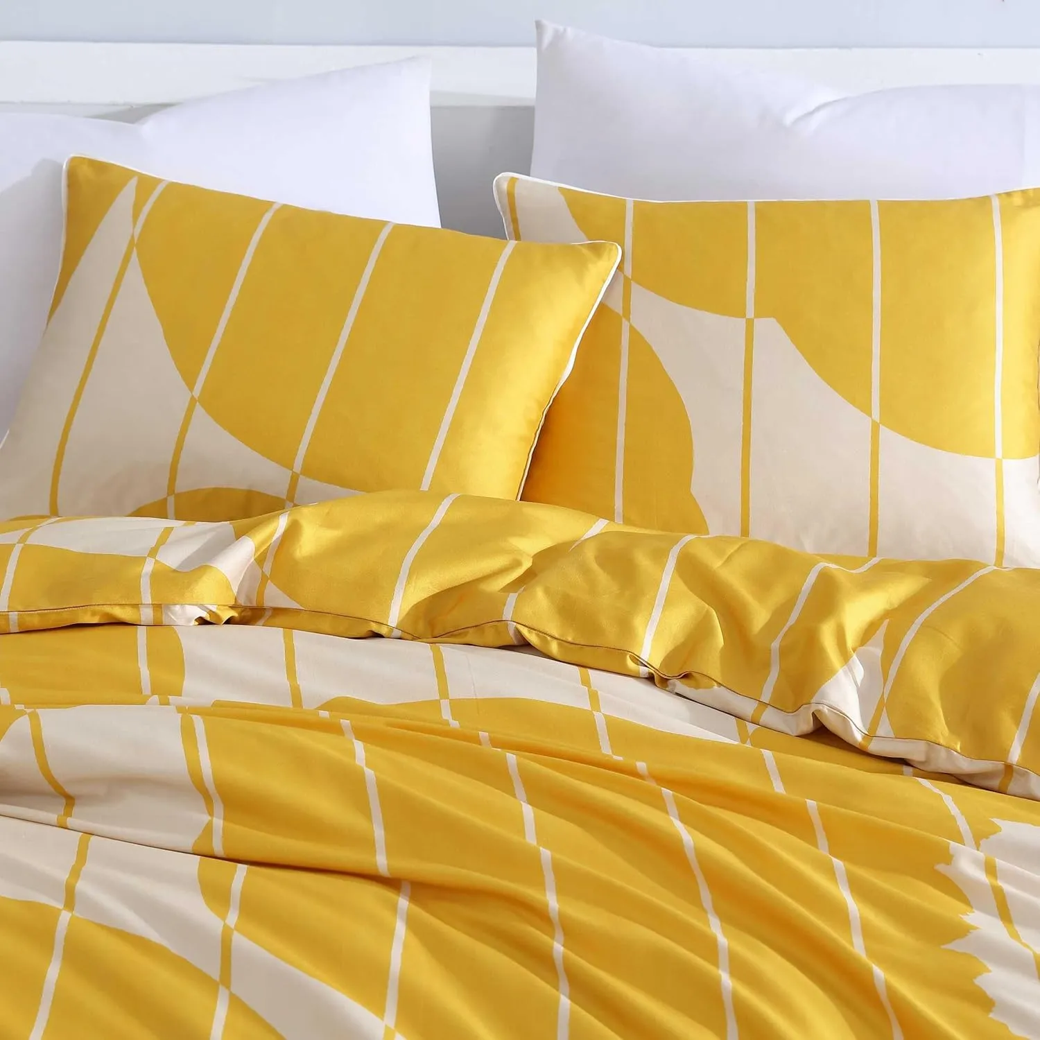 Marimekko - King Duvet Cover Set, Super Soft Organic Bedding, Casual Home Decor (Vesi Unikko Yellow, King)