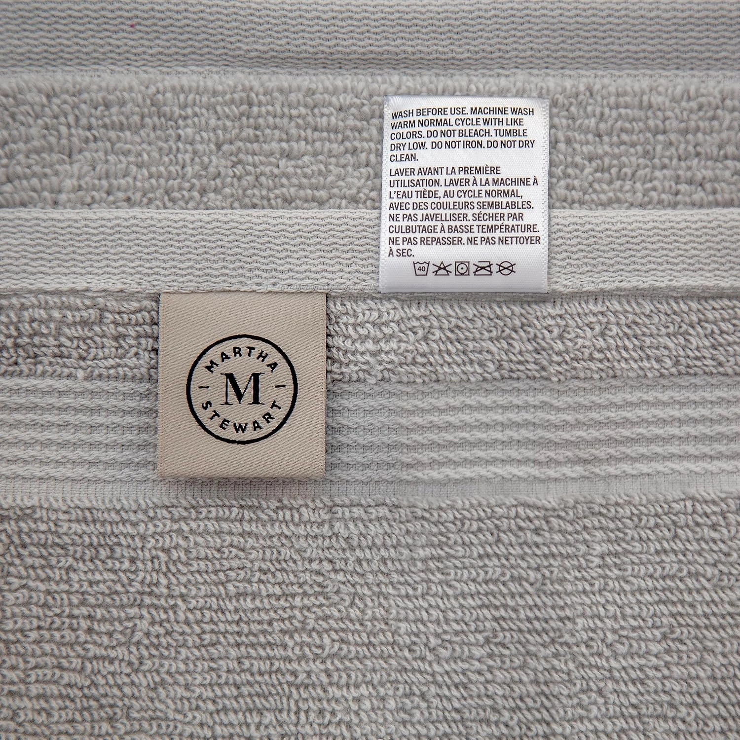MARTHA STEWART 100% Cotton Bath Towels Set Of 6 Piece, 2 Bath Towels, 2 Hand Towels, 2 Washcloths, Quick Dry Towels, Soft & Absorbent, Bathroom Essentials, Beige