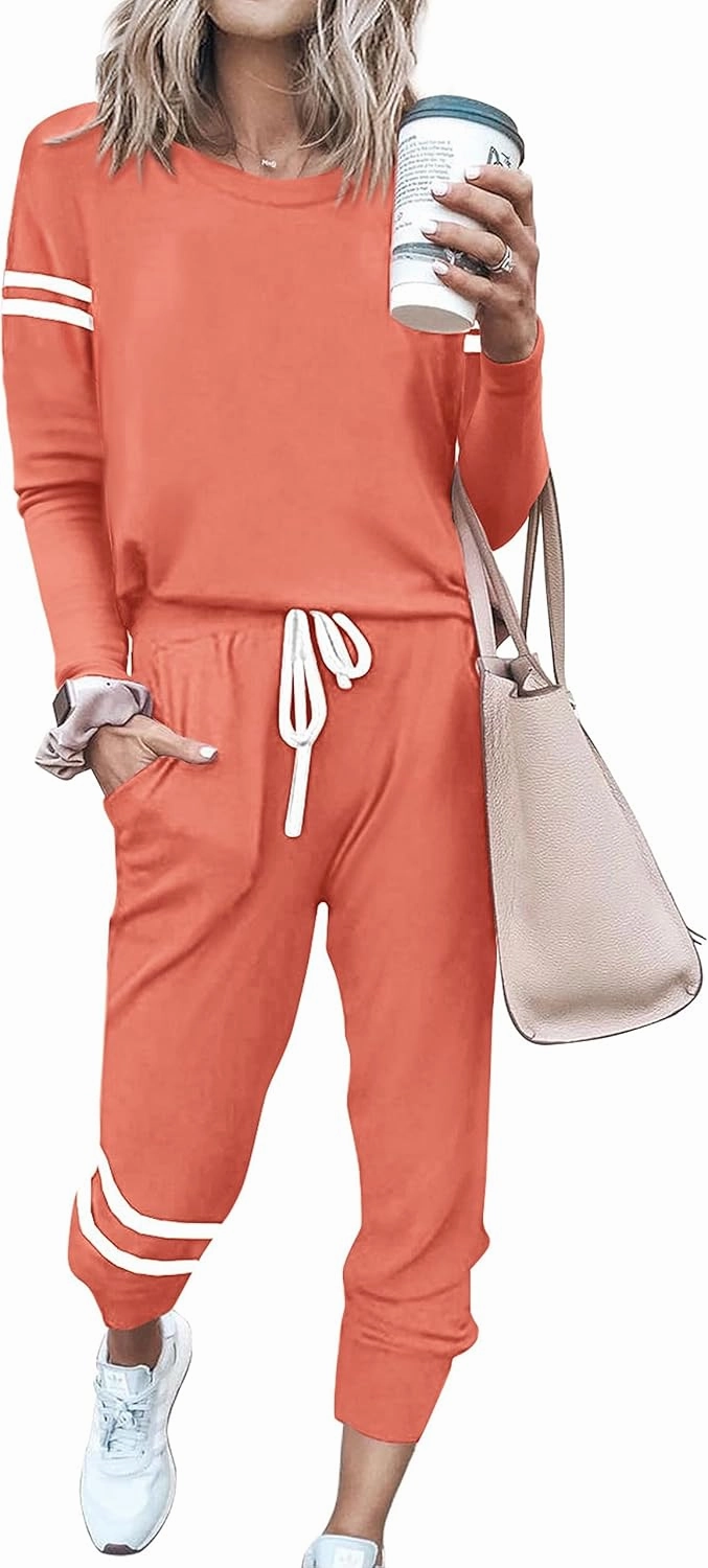 MASCOMODA 2025 Lounge Sets for Women Fall 2 Piece Outfits Tracksuit Jogger Set Long Sleeve Tops and Long Pants with Pockets