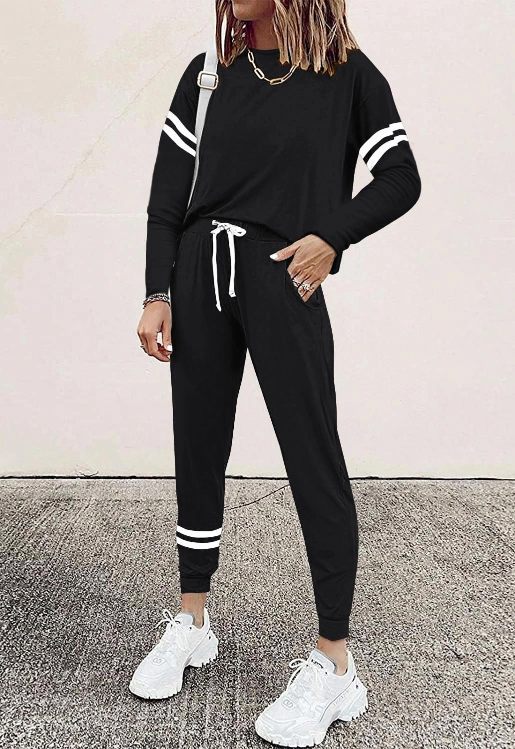 MASCOMODA 2025 Lounge Sets for Women Fall 2 Piece Outfits Tracksuit Jogger Set Long Sleeve Tops and Long Pants with Pockets