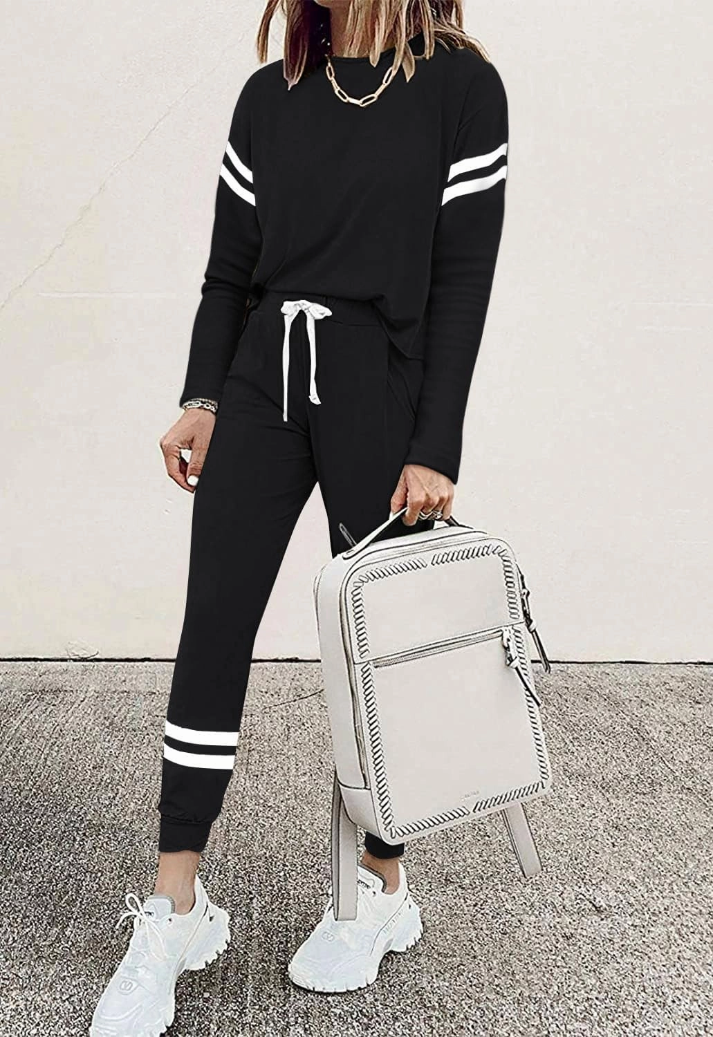 MASCOMODA 2025 Lounge Sets for Women Fall 2 Piece Outfits Tracksuit Jogger Set Long Sleeve Tops and Long Pants with Pockets