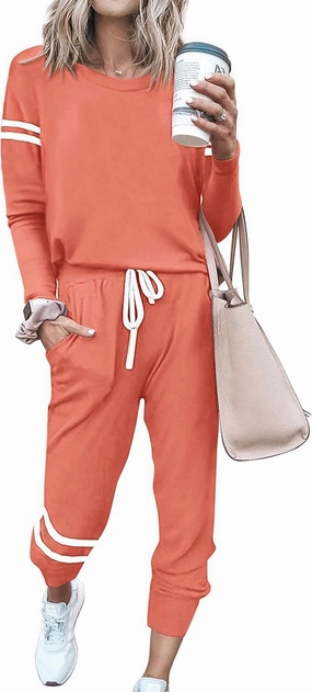 MASCOMODA 2025 Lounge Sets for Women Fall 2 Piece Outfits Tracksuit Jogger Set Long Sleeve Tops and Long Pants with Pockets