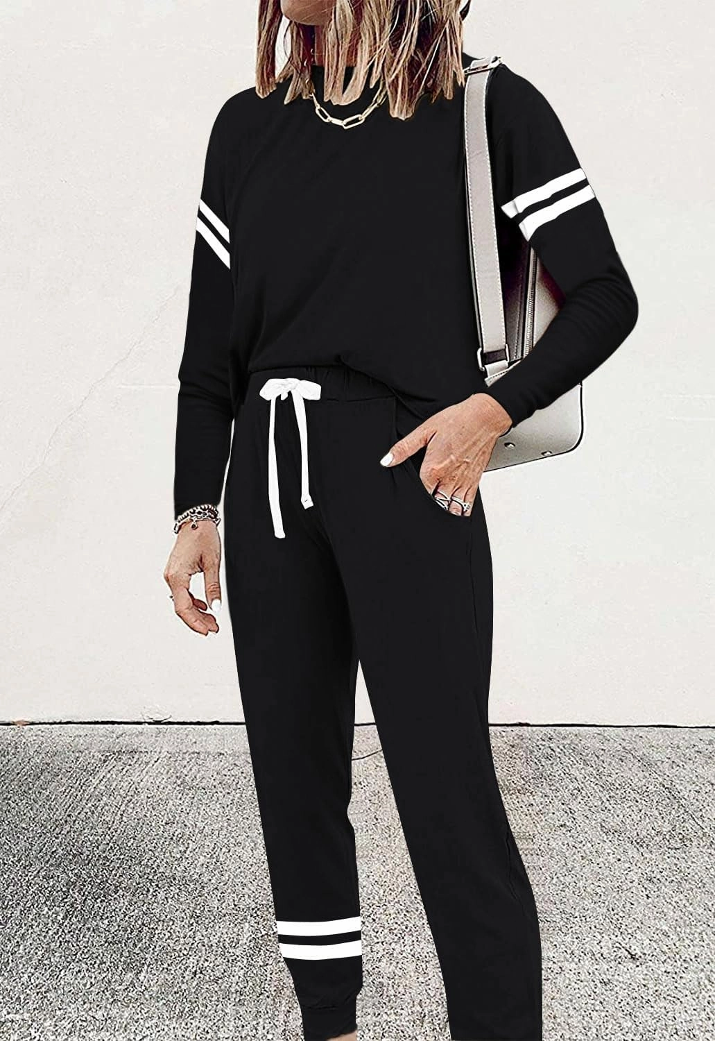 MASCOMODA 2025 Lounge Sets for Women Fall 2 Piece Outfits Tracksuit Jogger Set Long Sleeve Tops and Long Pants with Pockets