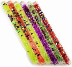 Matty's Toy Stop Deluxe Mini Spiral Glitter Wands (6 Inches) Complete Gift Set Party Bundle - 6 Pack
