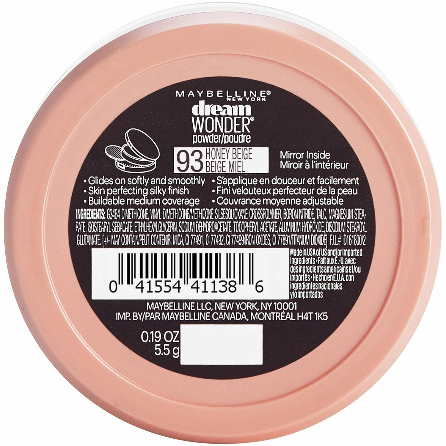 Maybelline New York Dream Wonder Powder Makeup, Honey Beige, 0.19 oz.