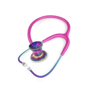 MDF Instruments Pink Glitter Kaleidoscope ProCardial Cardiology Stethoscope, Lightweight Titanium, Adult, Dual Head, Pink Glitter Tube, Kaleidoscope Chestpiece-Headset, MDF797TGL32KL