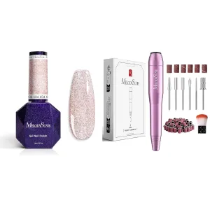 MelodySusie Electric Nail Drill Machine with Galaliver Glitter Gel Nail Polish Bright Pink
