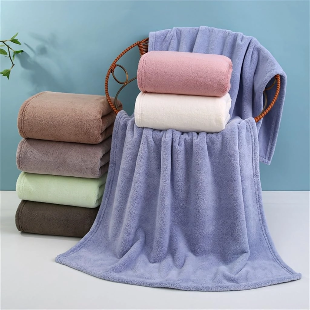 Men's and Women's Towel Bath Towel 7 Pieces Coral Velvet Bath Towel Plain Soft Absorbent Towel Bath Towel Gift