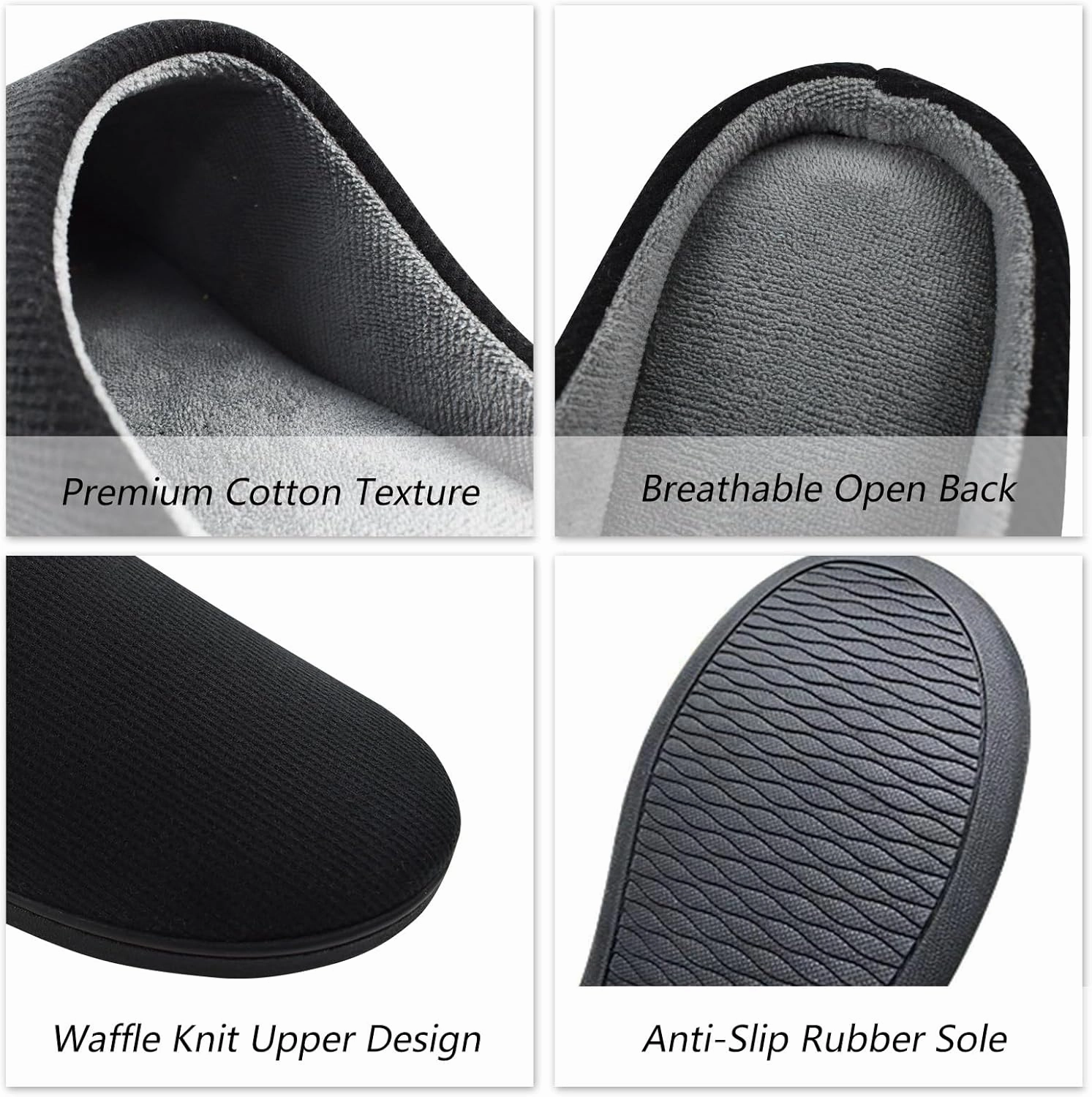 Men's Memory Foam Slippers, Comfy House Shoes, Cozy Men's Slippers with Warm Soft Coral Fleece Lining