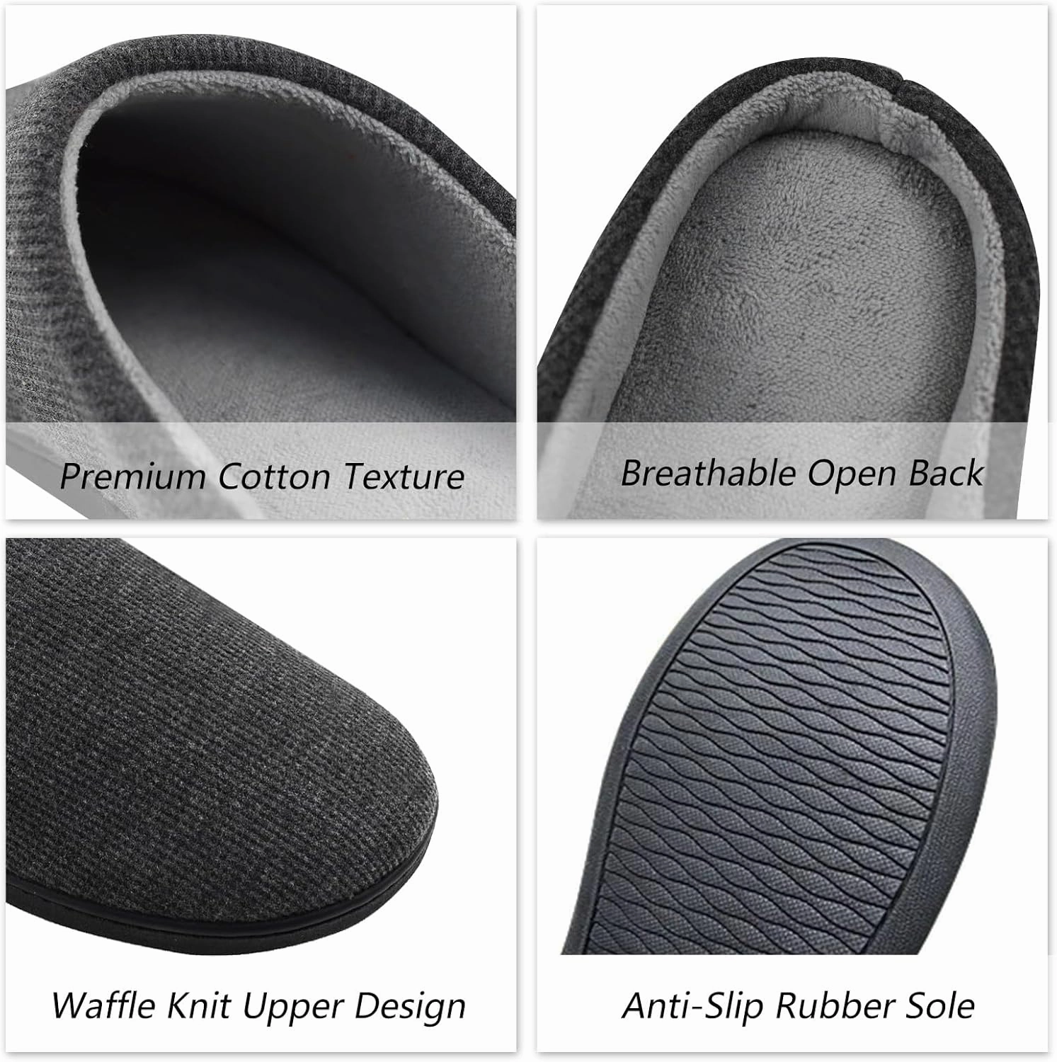 Men's Memory Foam Slippers, Comfy House Shoes, Cozy Men's Slippers with Warm Soft Coral Fleece Lining