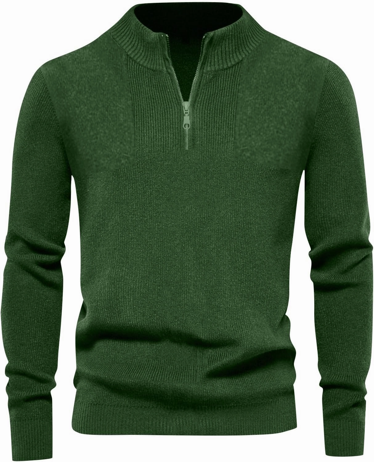 Men's Soft Sweaters Quarter Zip Pullover Sweatshirt Mock Neck Polo Sweater Casual Pullover Sweater with Ribbing Edge