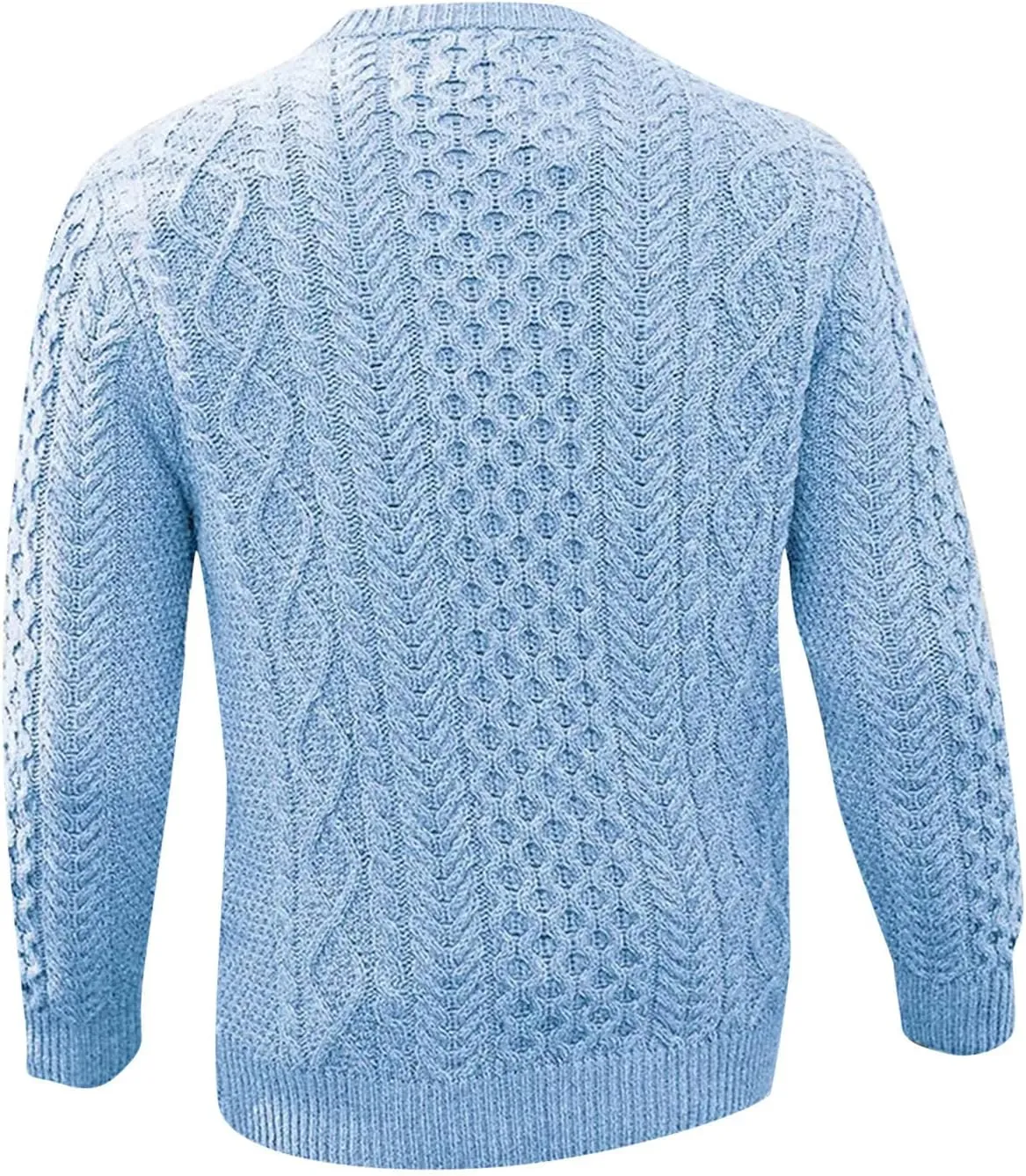 Mens Crewneck Pullover Sweater Soft Casual Waffle Textured Long Sleeve Knitted Sweaters with Ribbing Edge