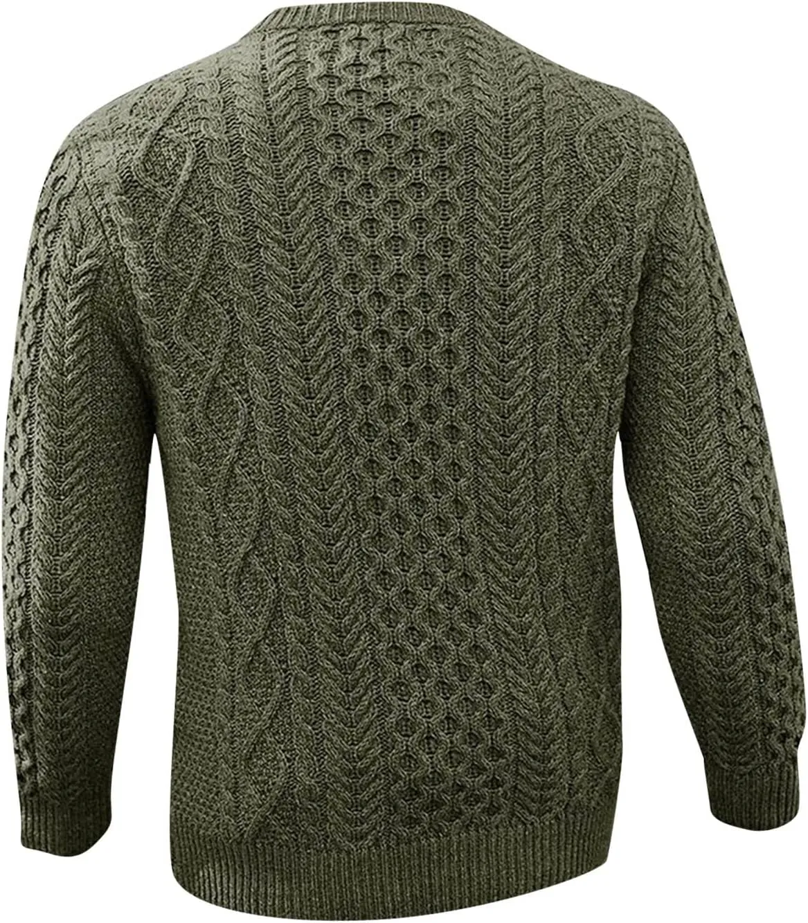Mens Crewneck Pullover Sweater Soft Casual Waffle Textured Long Sleeve Knitted Sweaters with Ribbing Edge