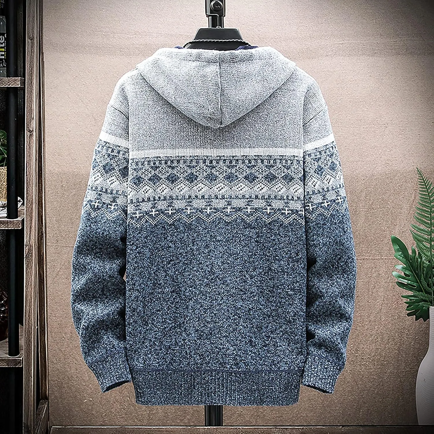 Men's Full-Zip Fleece Knitted Regular Fit Full Zip Cardigan Sweater with Soft Brushed Flannel Lining