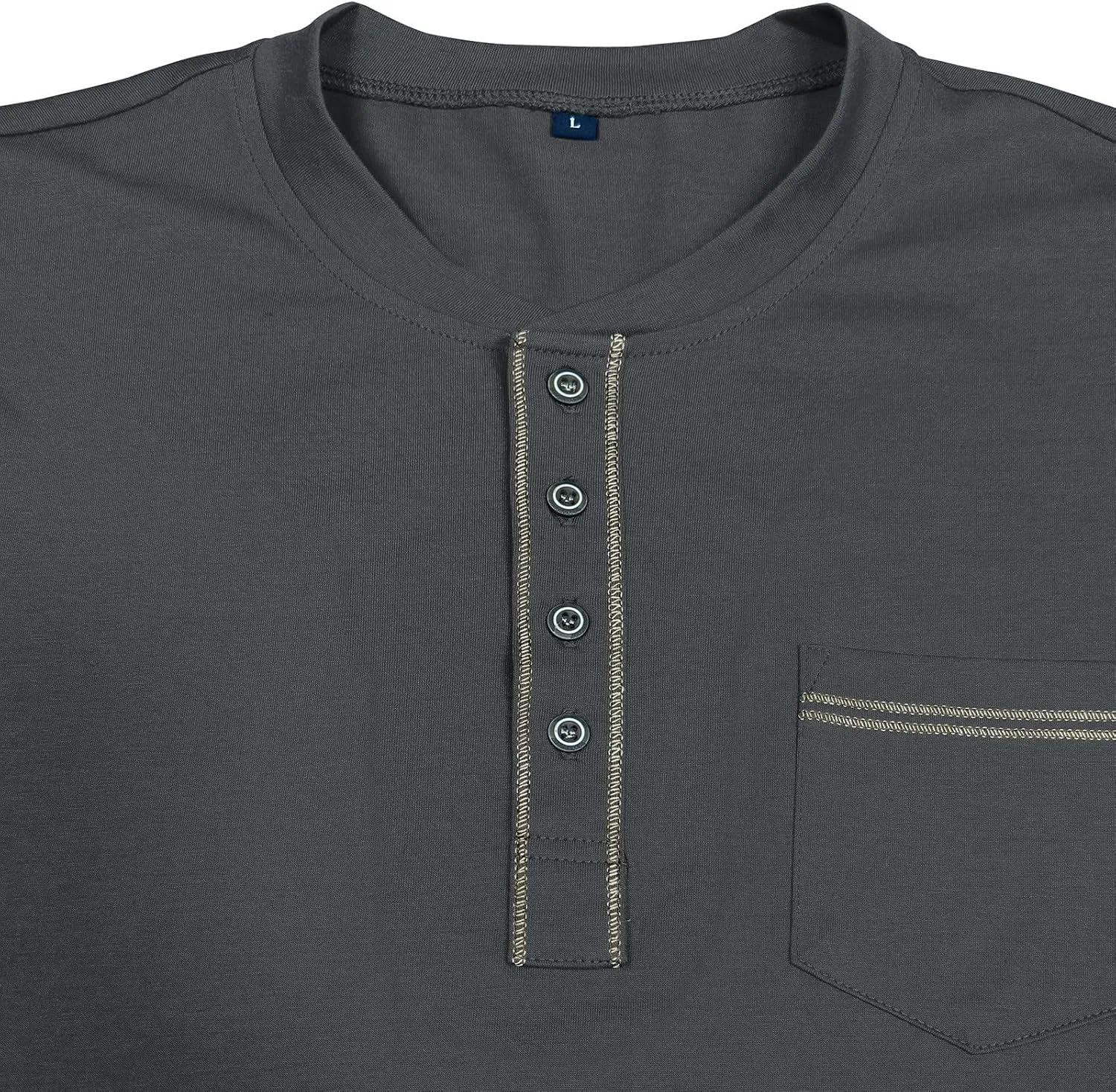 Men's Henley Shirt Soft Cotton Short Sleeve Stretchy Muscle Fit T Shirts Classic Band Collar Button Down Tee Tops