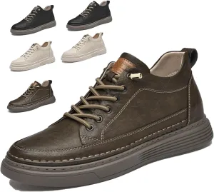 Men's Invisible Height Increasing Oxford Shoes, Elevator Sneakers, Breathable, Anti-Slip, 2" Taller, Beige, US 4.5 - 12