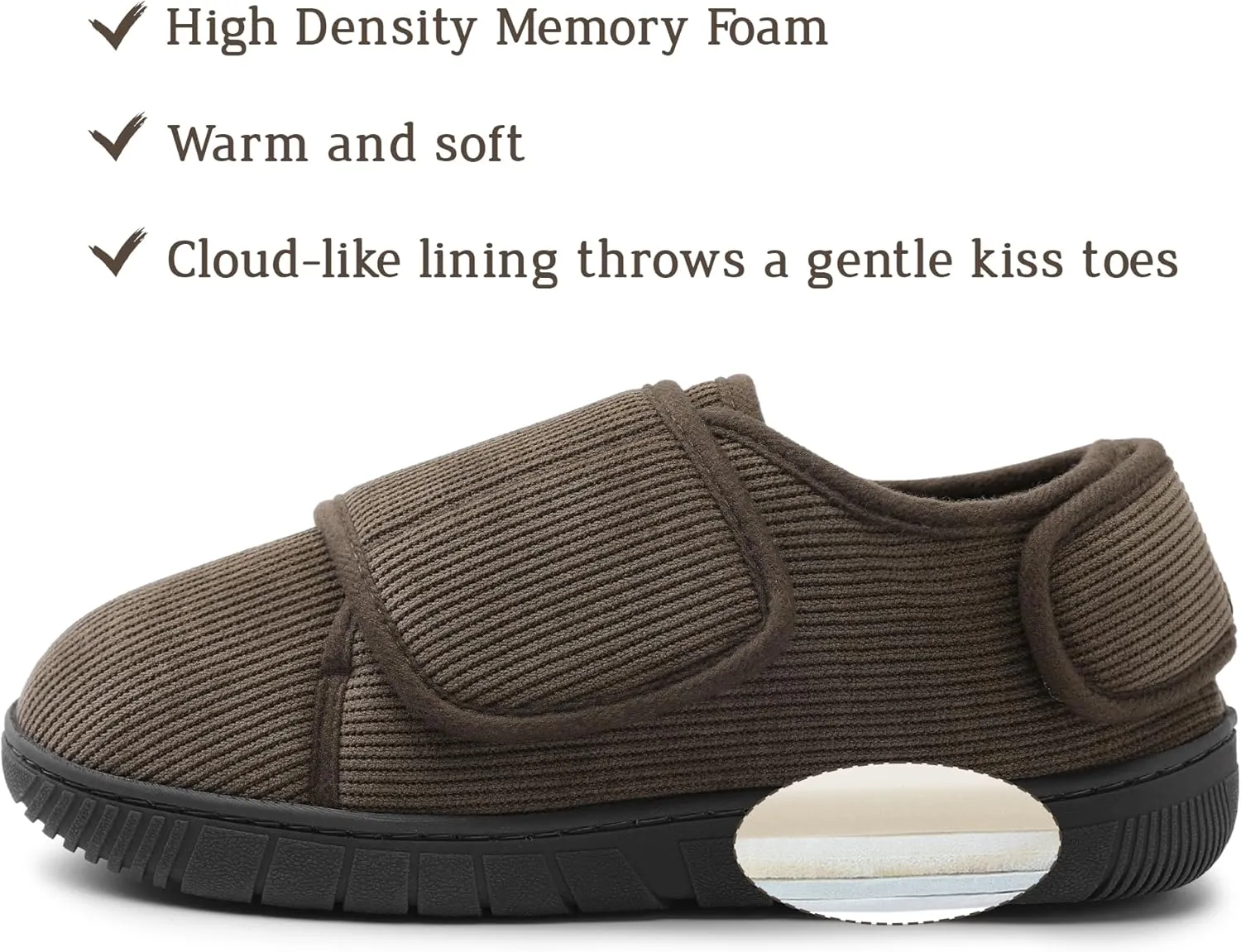 Mens Memory Foam Diabetic Slippers Comfy with Coral Fleece Lining for Arthritis Edema Swollen Feet House Shoes for Men