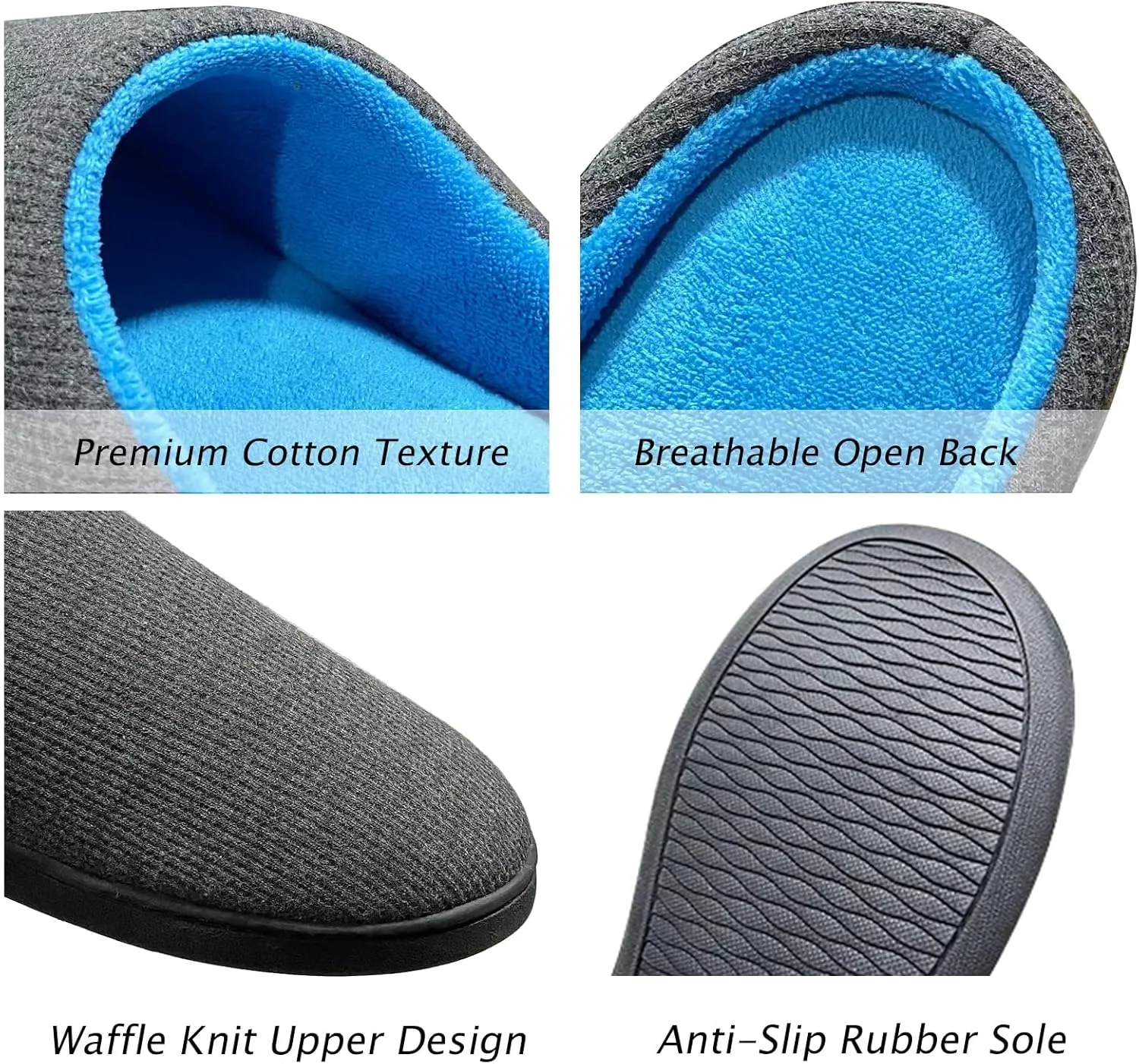 Men's Memory Foam Slippers, Comfy House Shoes, Cozy Men's Slippers with Warm Soft Coral Fleece Lining