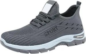 Mens Running Shoes Lace up Non Slip Fashion Sneakers Breathable Mesh Casual Sport Athletic Walking Shoes