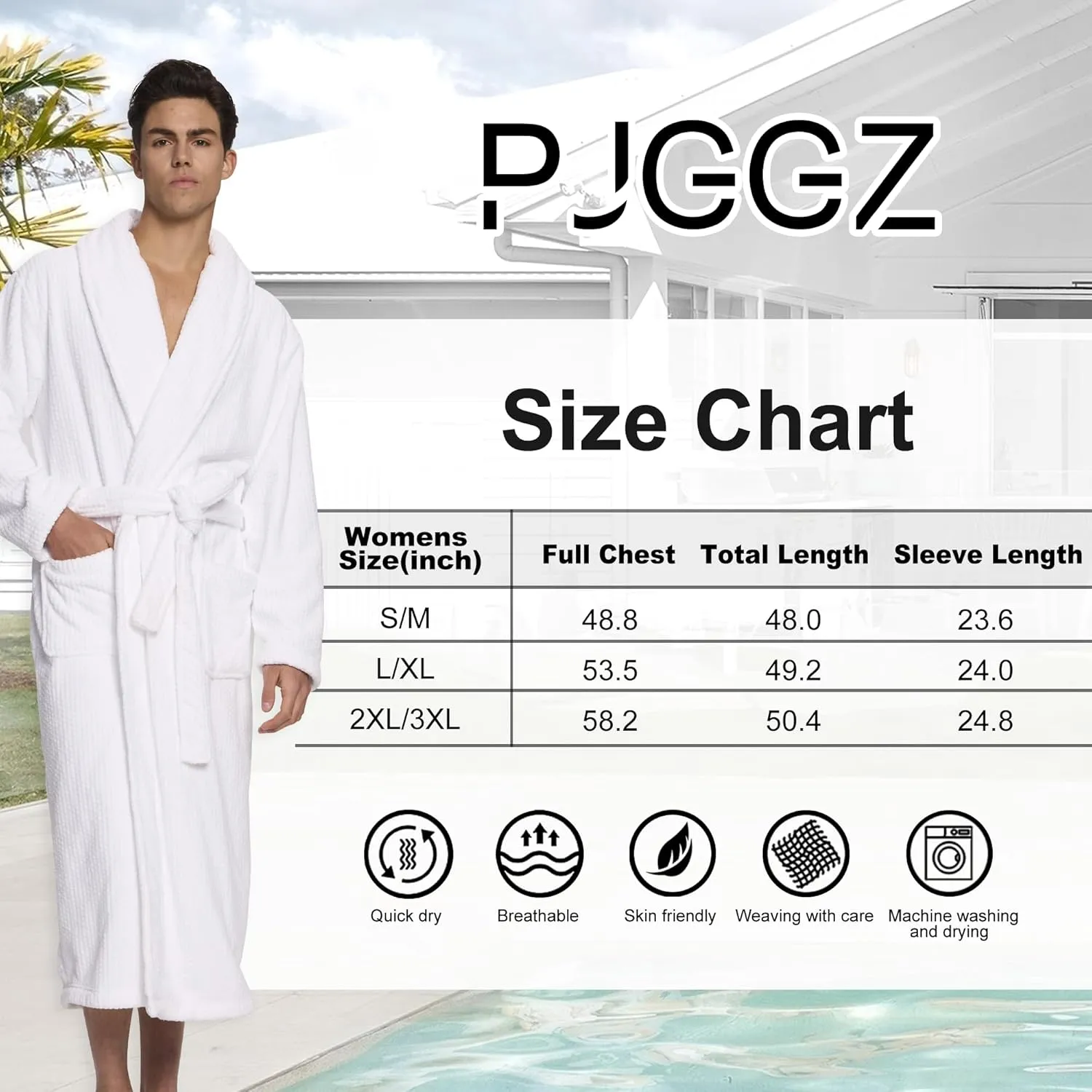 Men's Shawl Collar Bathrobe, Soft Long Towel Robe for Men - Super Absorbent Quick Dry yet Warm