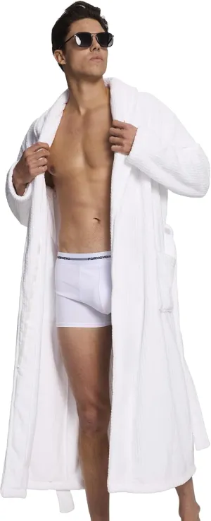 Men's Shawl Collar Bathrobe, Soft Long Towel Robe for Men - Super Absorbent Quick Dry yet Warm