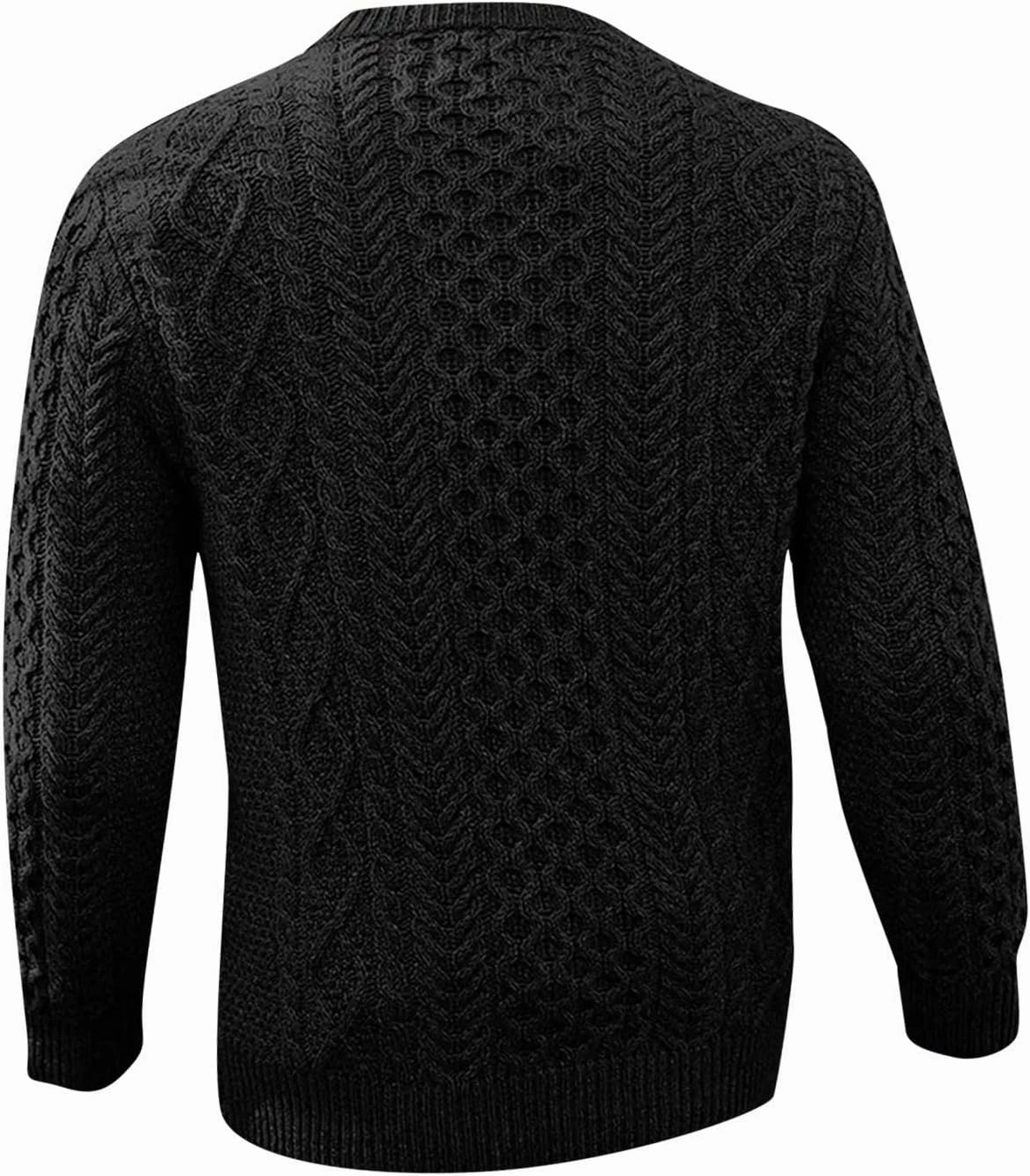 Mens Crewneck Pullover Sweater Soft Casual Waffle Textured Long Sleeve Knitted Sweaters with Ribbing Edge