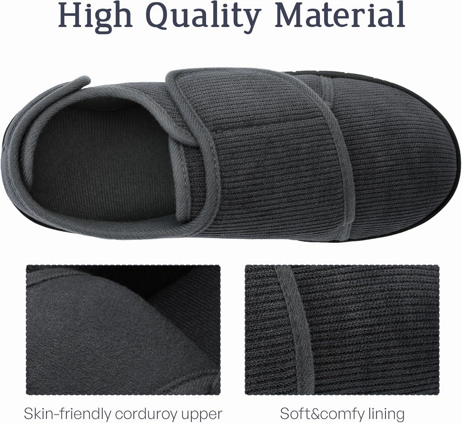 Mens Memory Foam Diabetic Slippers Comfy with Coral Fleece Lining for Arthritis Edema Swollen Feet House Shoes for Men