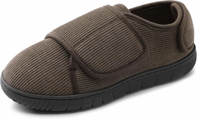 Mens Memory Foam Diabetic Slippers Comfy with Coral Fleece Lining for Arthritis Edema Swollen Feet House Shoes for Men