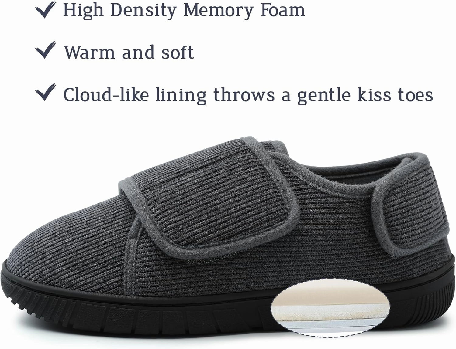 Mens Memory Foam Diabetic Slippers Comfy with Coral Fleece Lining for Arthritis Edema Swollen Feet House Shoes for Men