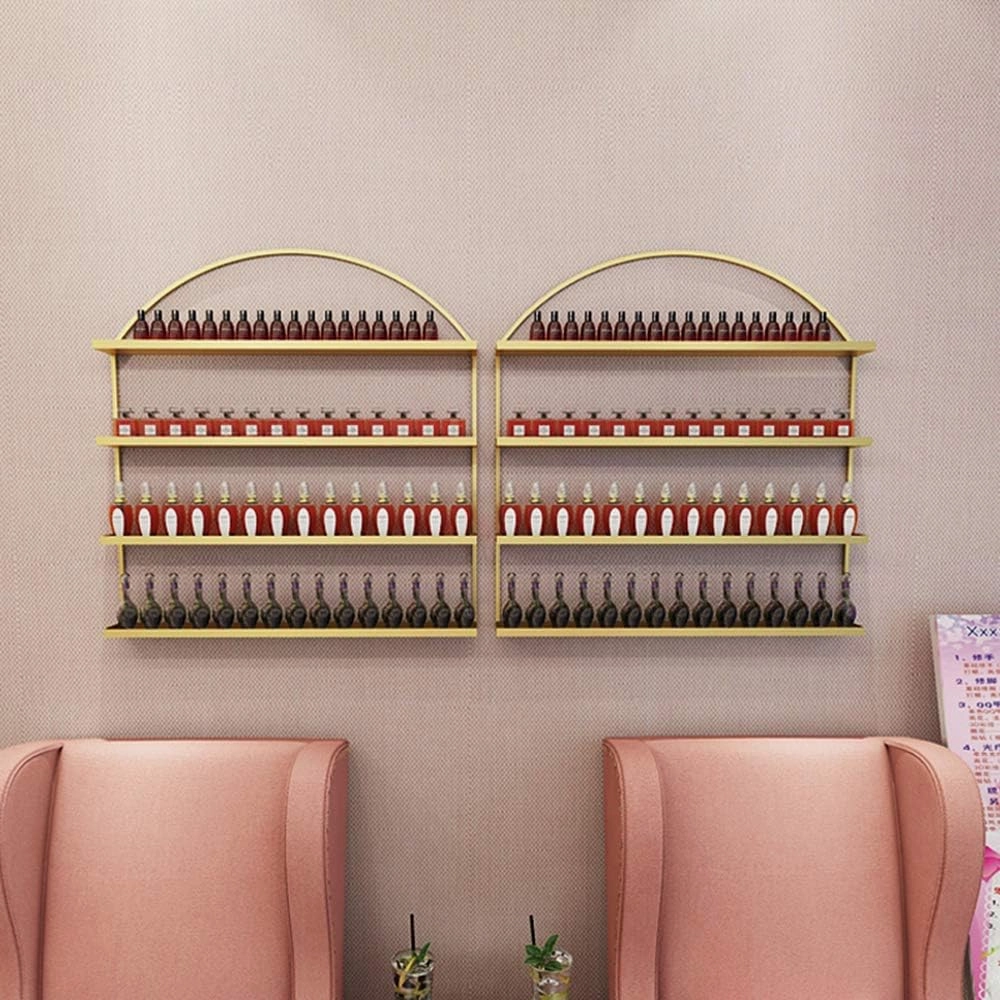Metal Wall-Mounted Nail Polish Storage Racks Wall-Mounted Metal Nail Polish, Nail Salon Bottle Nail Polish, Lipstick and Perfume Display Rack, Used to Store Lipstick, Essential Oil (Gold 2 Piece Set