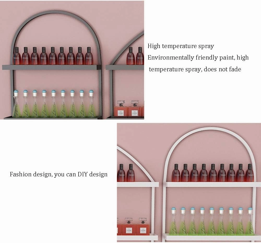 Metal Wall-Mounted Nail Polish Storage Racks Wall-Mounted Metal Nail Polish, Nail Salon Bottle Nail Polish, Lipstick and Perfume Display Rack, Used to Store Lipstick, Essential Oil (Gold 2 Piece Set