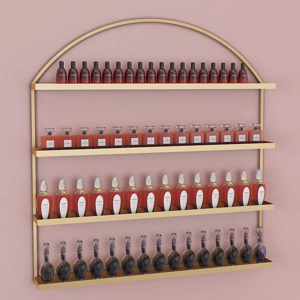 Metal Wall-Mounted Nail Polish Storage Racks Wall-Mounted Metal Nail Polish, Nail Salon Bottle Nail Polish, Lipstick and Perfume Display Rack, Used to Store Lipstick, Essential Oil (Gold 2 Piece Set