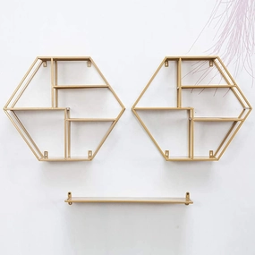 Metal Wall-Mounted Nail Polish Storage Racks Wall-Mounted Nail Polish Storage Rack, Metal Nail Polish Display Rack, Large-Capacity Storage Shelf for Nail Polish/Lipstick/Essential Oil/Perfume (Gold