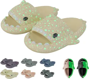 Miahhy Galaxy Shark Slides, Galaxy Shark Slides Glow in the Dark, Cloud Shark Slippers, Shark Flip Flops Non-slip Open Toe