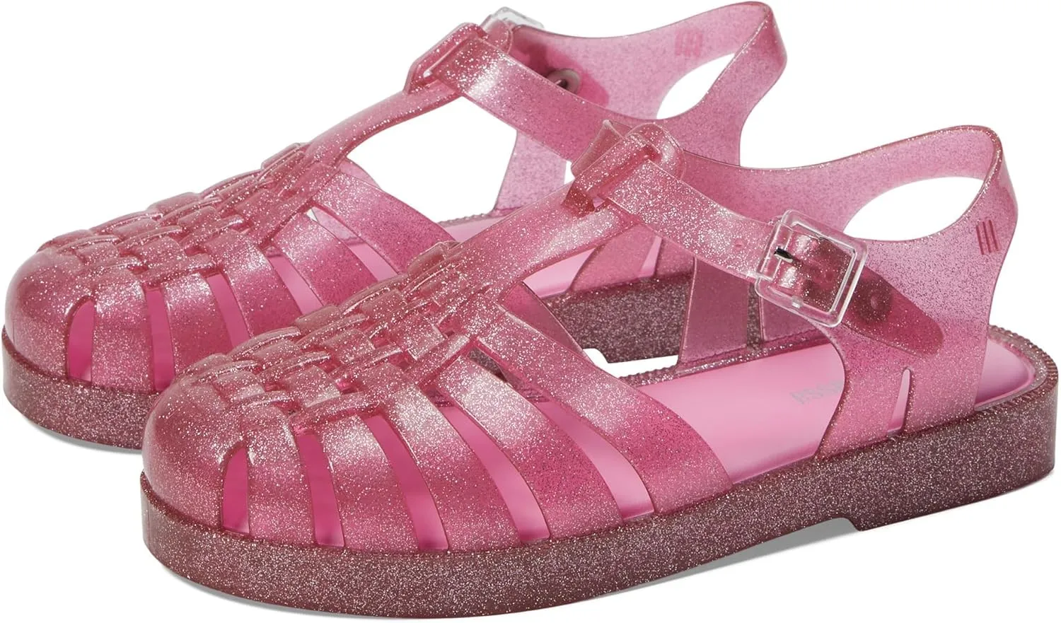Mini Melissa Girls Possession Shiny (Little Big Kid) Fisherman Sandal, Glitter Pink, 2