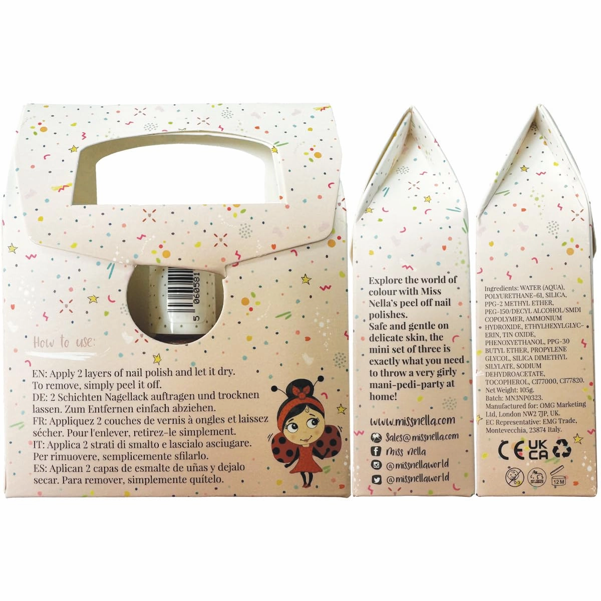 MISS NELLA-Peel Off, Odour Free, Water Base & Safe for kids nail polish pack of 3 (PINK GLITTER ATTACK)