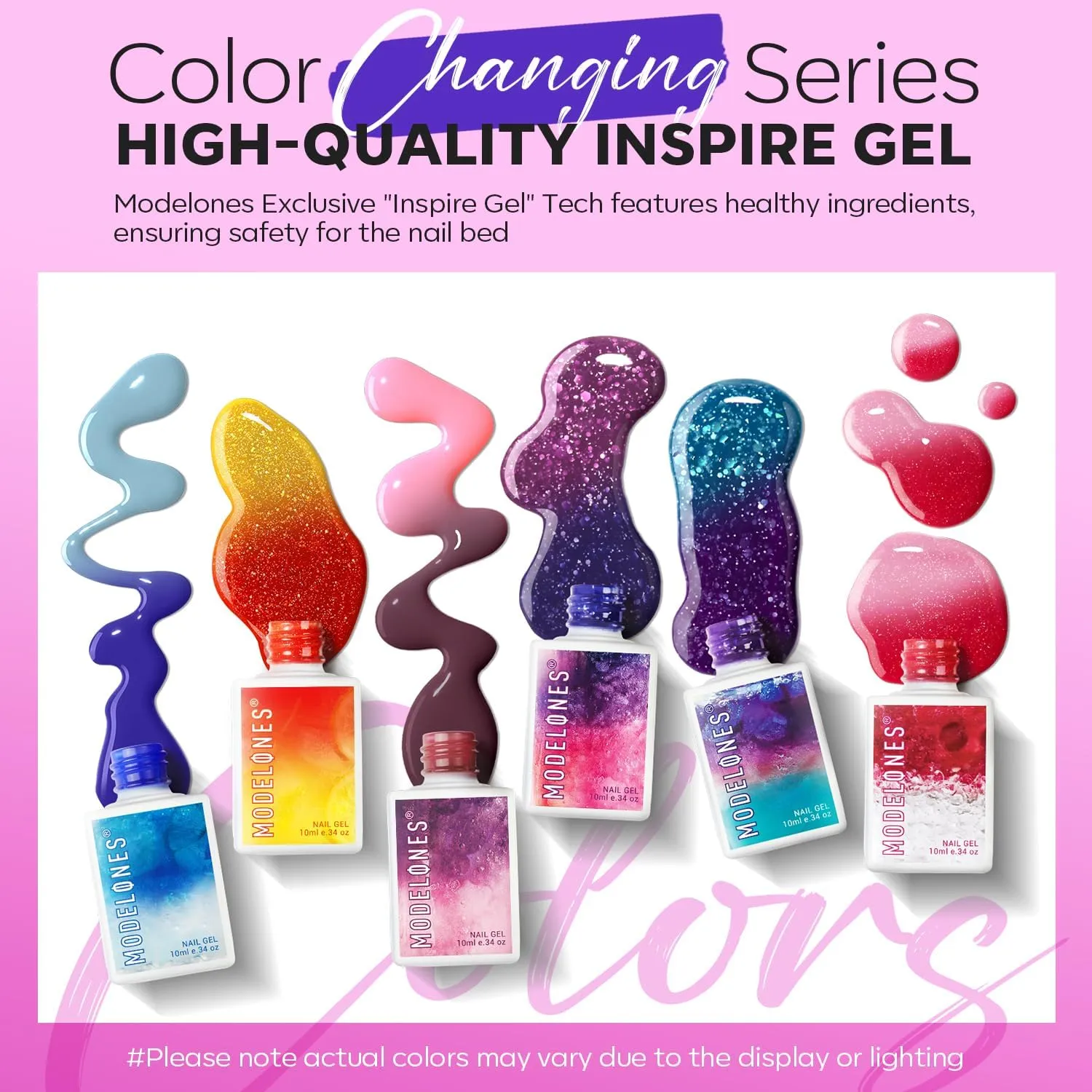 modelones Color Changing Gel Nail Polish, 6 Colors Orange Blue Purple Pink Neon Mood Temperature Change Gel Polish Set Soak Off DIY Home Nail Art Gift