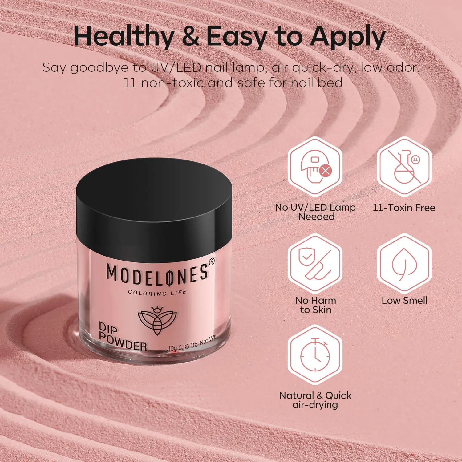 Modelones Dip Powder Nail Kit, 4 Colors Nude Pink Glitter Dipping Starter Set with Liquid and Complete Accessories for French Nails Art Salon DIY at Home Manicure