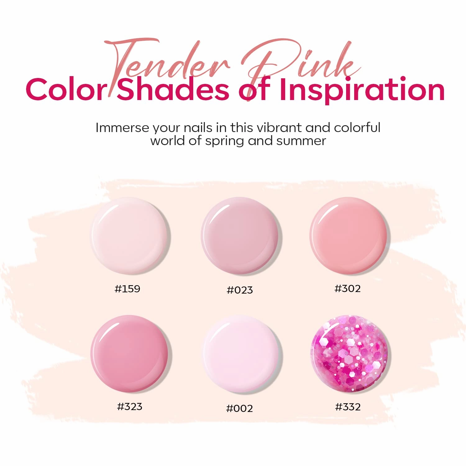 Modelones Poly Nail Gel Set, 6 Colors Pink Confetti Collection Nude Pink Glitter Colors Poly Extension Gel Enhancement Builder Pastel Summer Manicure DIY Home Salon