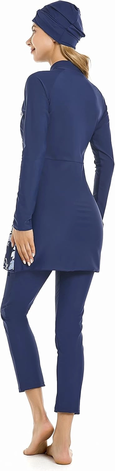 Modest Plus Size Swimsuit for Women with Long Sleeves Full Coverage Bukini Modest Bathing Suit for Girls Padded