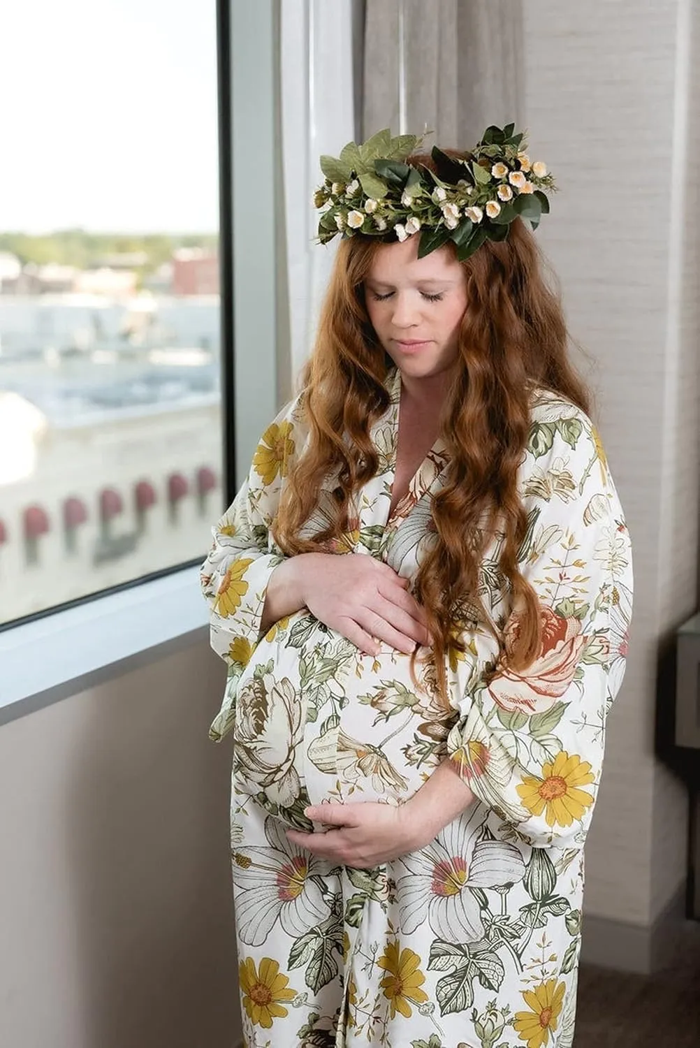 Mommy and Baby Matching Robe and Swaddle Baby Knotted Gown Hat and/or Headband - Vintage Floral Maternity Robe and Matching